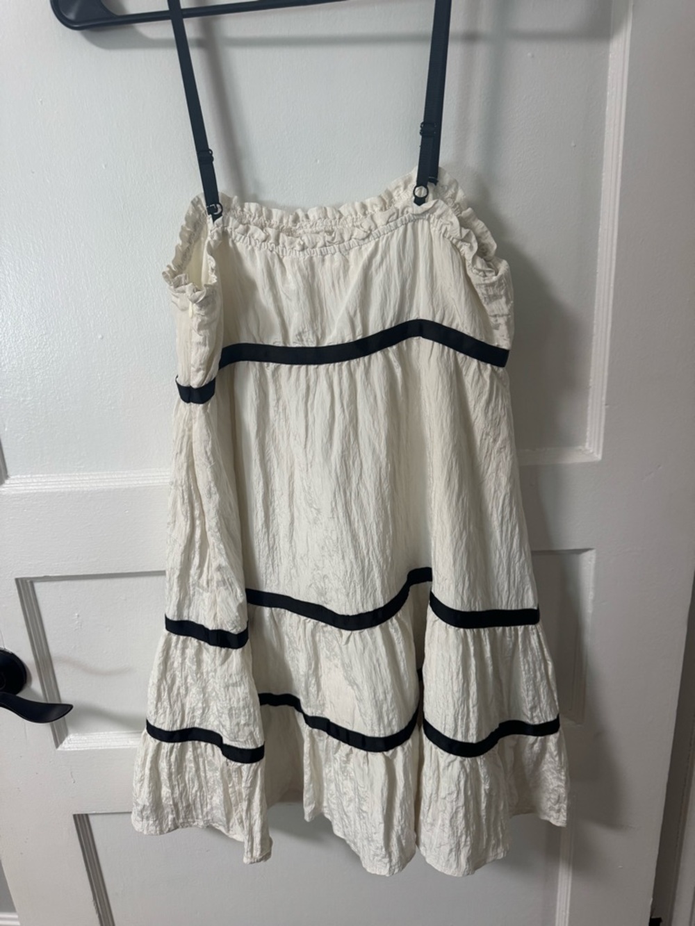 Women’s White Dress with Black Trim and Bows - Picture 3 of 4